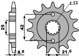 PBR řetězové kolo přední 525 16 18NC KAWASAKI GPZ 500S 87-05 (řetěz 520) (JTF512.16) (MADE IN ITALY)